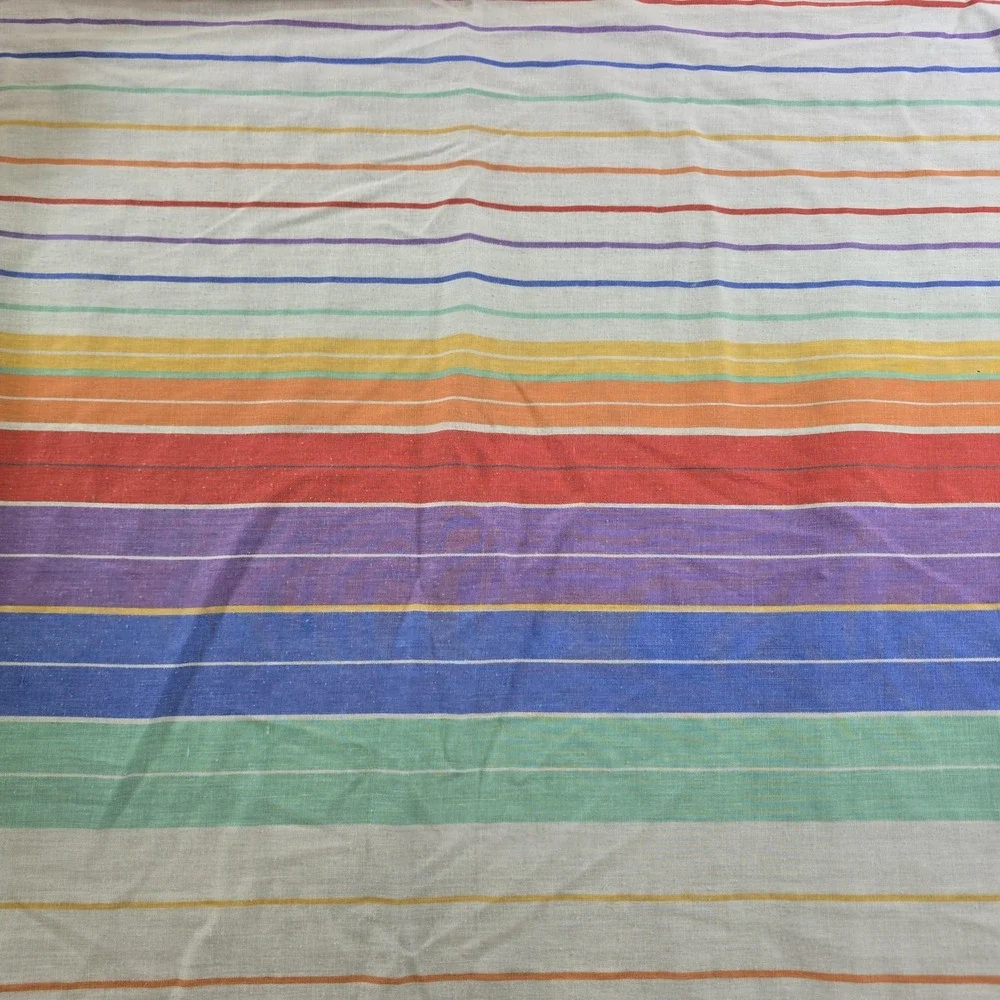 Vintage J.P. Stevens King Waterbed Sheet Set Rainbow Stripe Attached USA 70s 80s